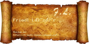 Friedl Lázár névjegykártya